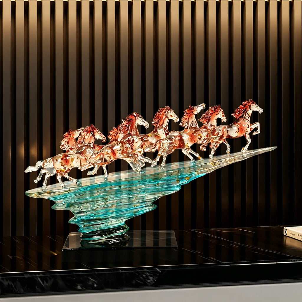Modern Luxury Transparent Resin Horse Sculpture Tabletop Ornament for Home Decor