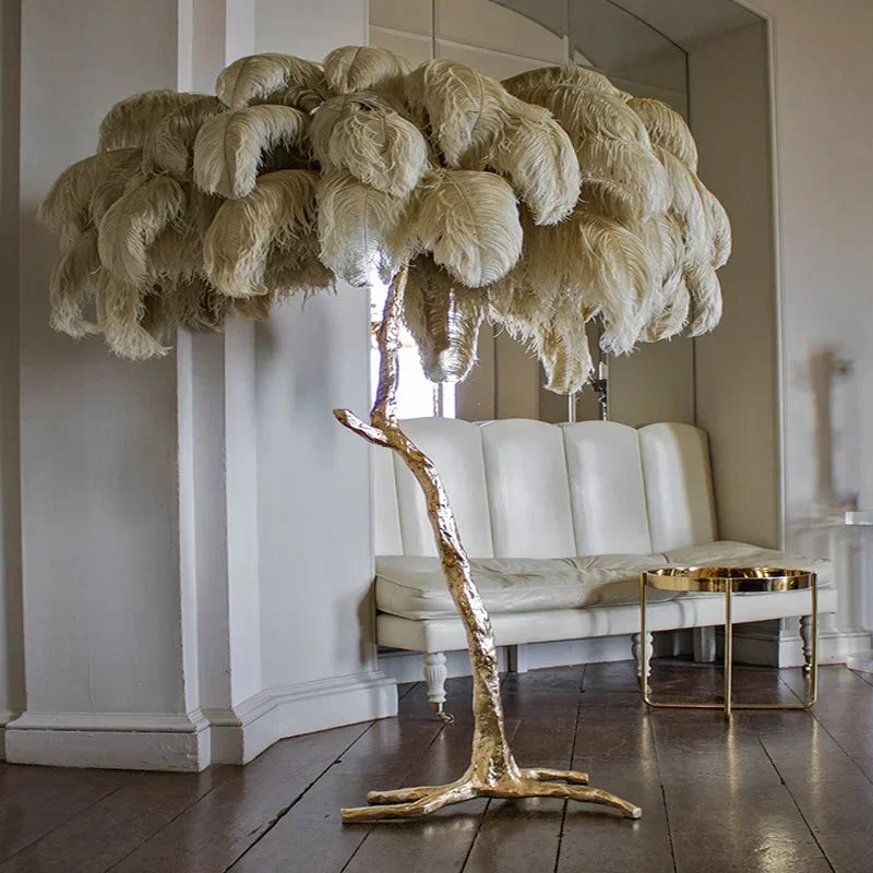 Modern LED Ostrich Feather Floor Lamp for Living Room Bedroom
