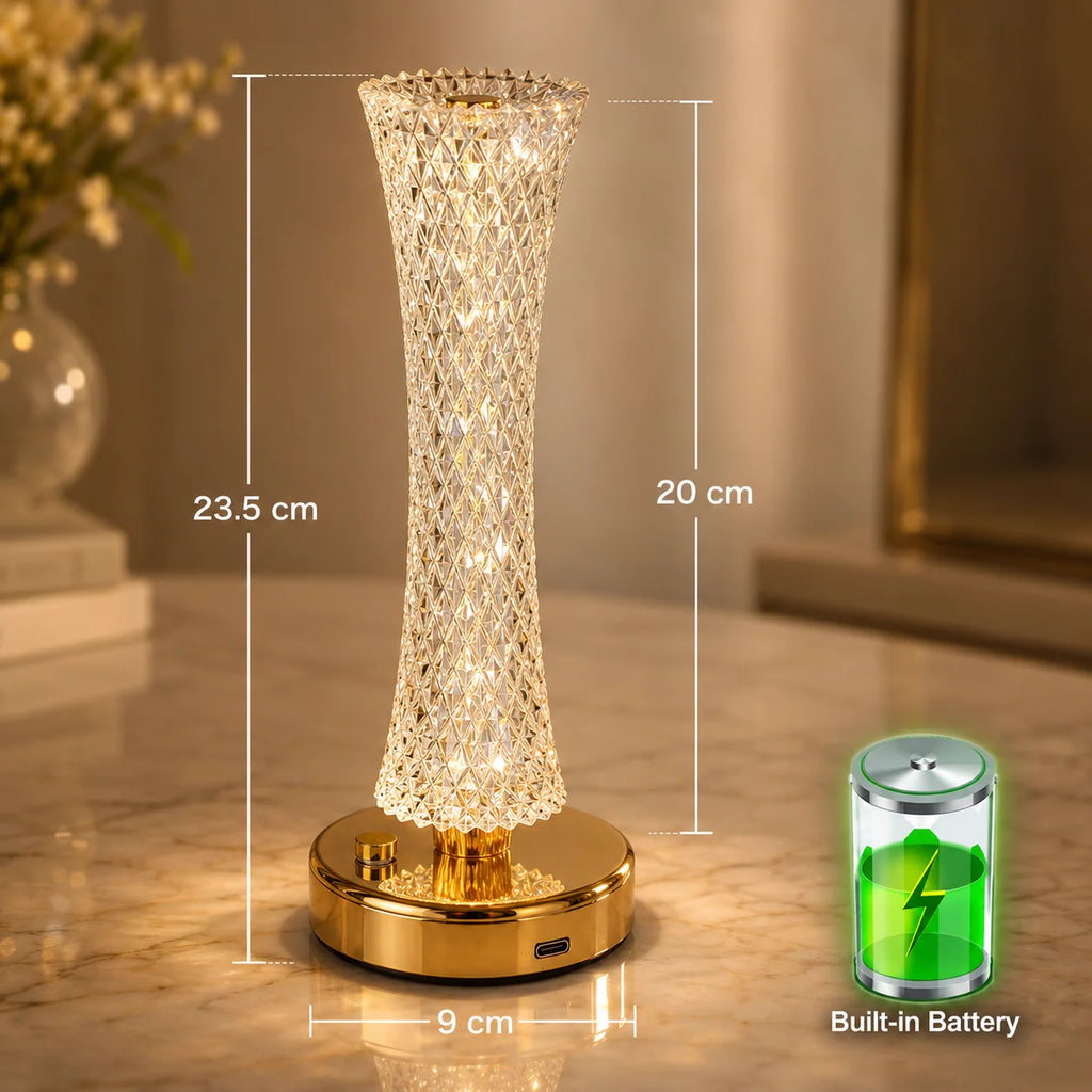 Touch Dimming Crystal LED Table Lamp Modern Bedside Desk Light