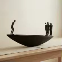 Modern Resin Sailboat Boatman Sculpture Tabletop Ornament for Home Decor