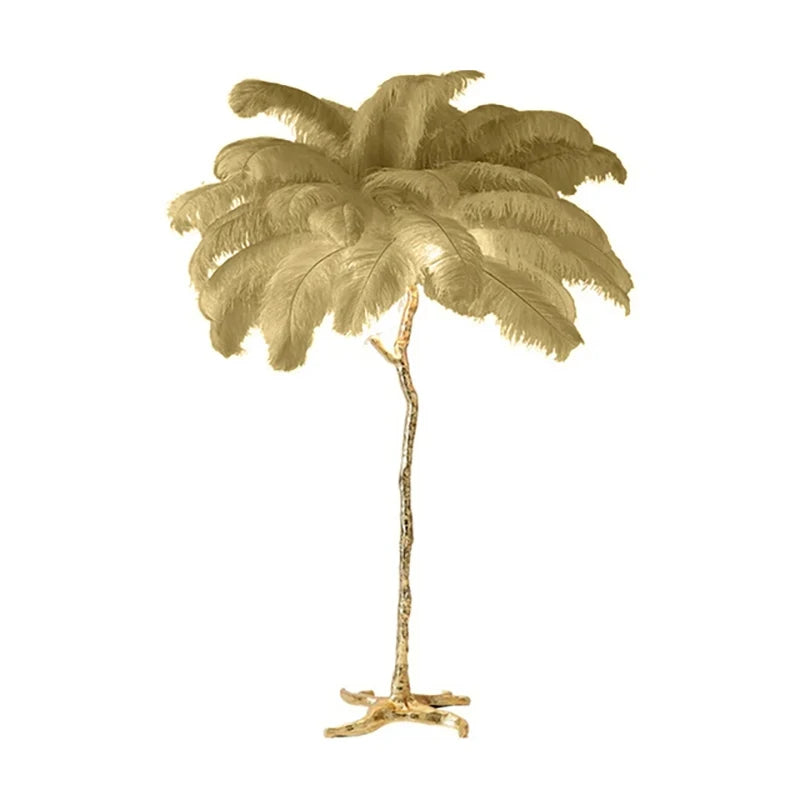 Modern Ostrich Feather LED Floor Lamp Resin Base Living Room Bedroom