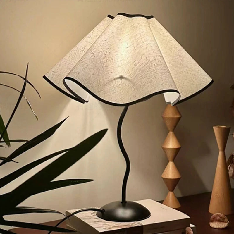 Nordic Petal LED Table Lamp Fabric 12W Tricolour Light Living Room Home Bedroom