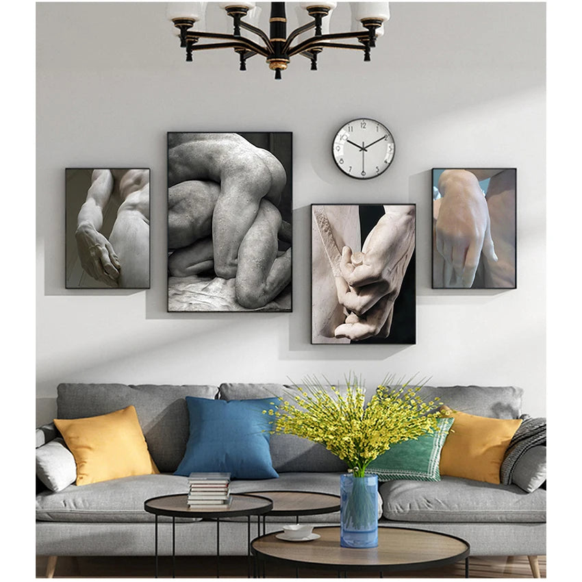 Modern Michelangelo David Sculpture Canvas Painting Poster for Home Decor