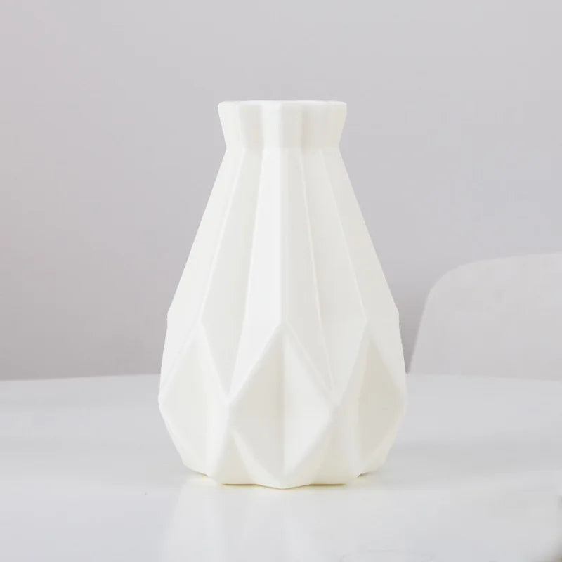 Modern Geometric Plastic Flower Vase for Tabletop Decor
