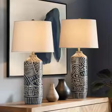 Nordic Ceramic Bedside Table Lamp White Reflective Cloth Shade