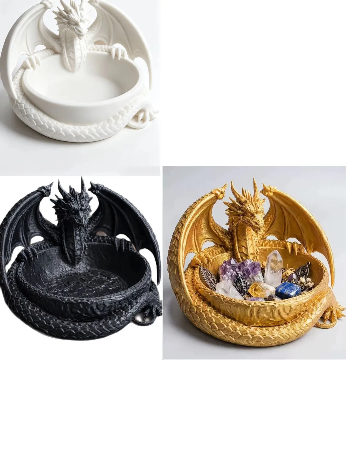 Gothic Fantasy Dragon Plastic Jewelry Tray Tabletop Ornament for Home Decor