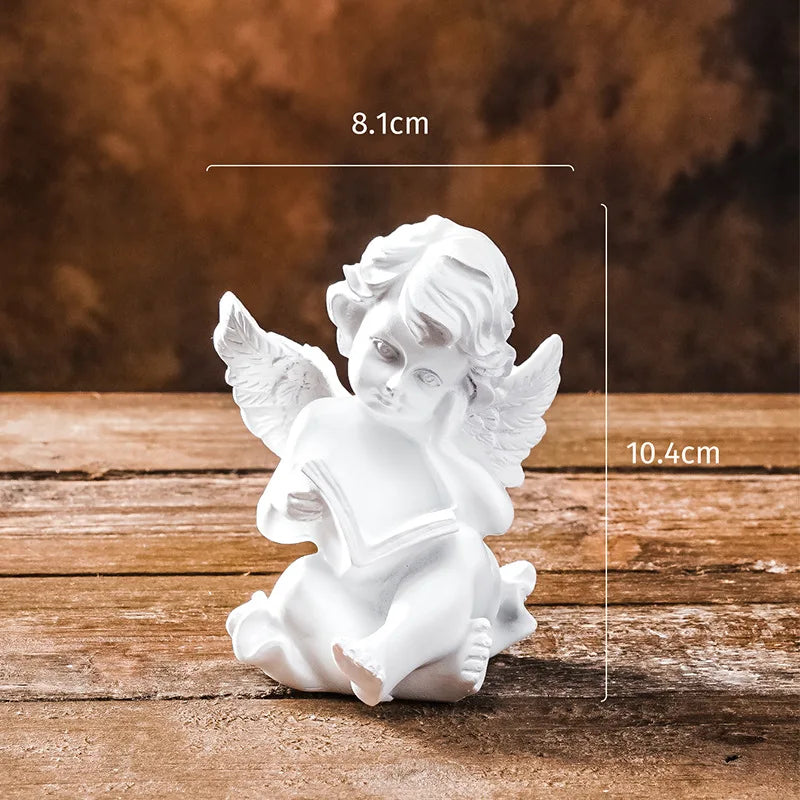 Vintage European Angel Resin Statue Tabletop Ornament for Home Decor