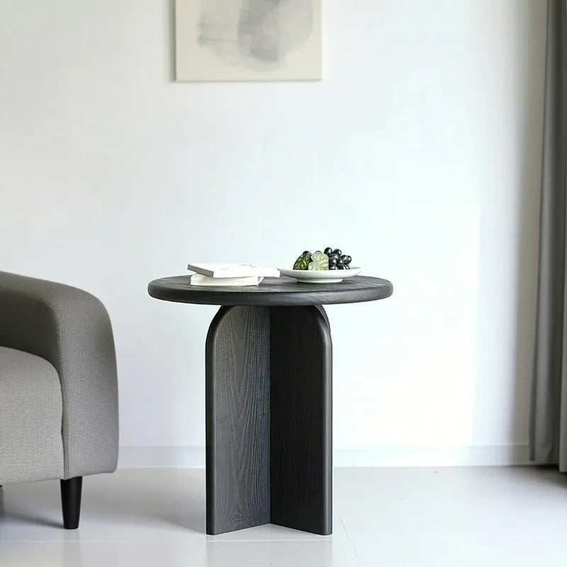 Mid-Century Solid Wood Black End Table Vintage Side Table Living Room Console Table Home Accent Coffee Tables Rustic Nightstand