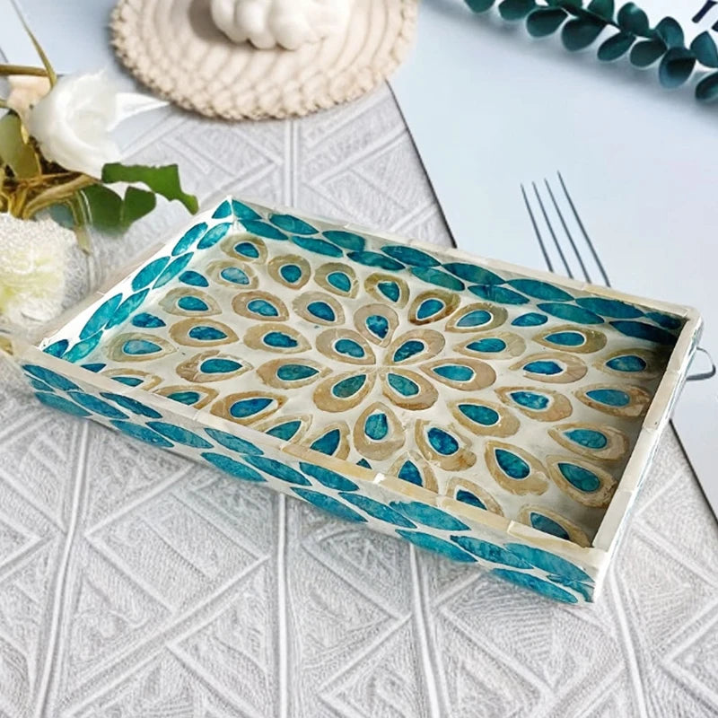 Nordic Colorful Shell Wooden Fruit Plate Jewelry Tray Home Decor