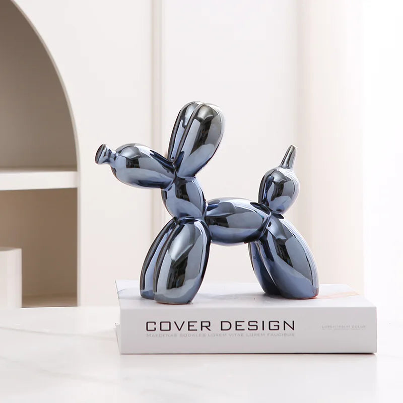 Modern Luxury Ceramic Balloon Dog Sculpture Tabletop Ornament for Home Decor