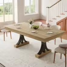 180.3cm Dining Table with 2 Drawers Industrial Rectangular Kitchen Table