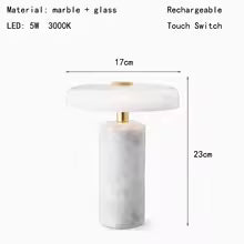 Natural White Marble Table Lamp USB Charge Glass Shade