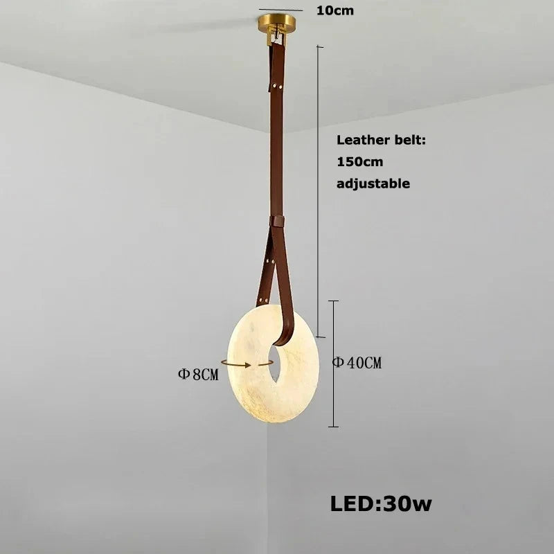 Modern Imitation Marble Resin LED Pendant Light Circular Ring Dining Room Living
