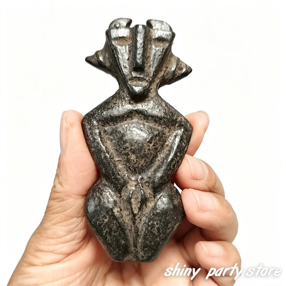 Vintage Retro Carved Black Jade Sculpture Tabletop Ornament for Home Decor