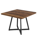 Square Industrial Dining Table with Wooden Top and Metal Base