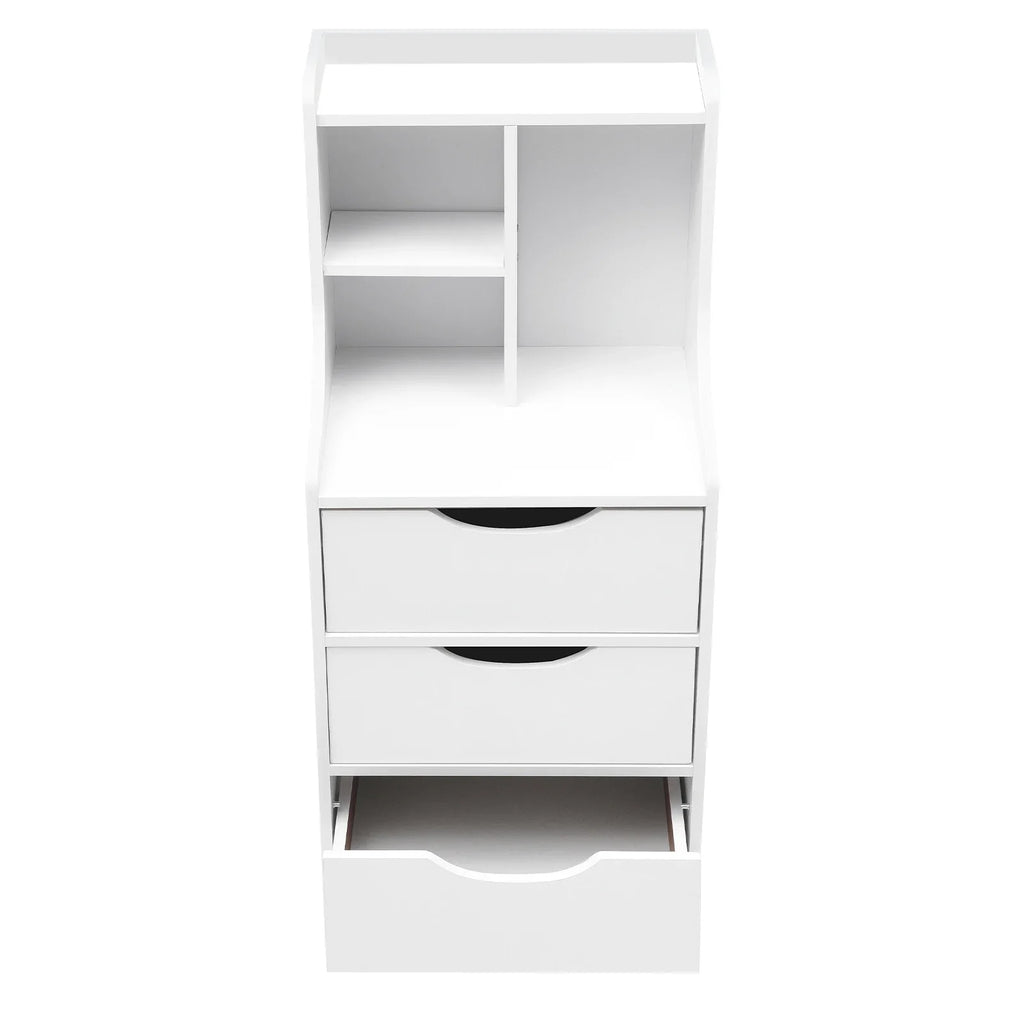 Tall Nightstand with 3 Drawers Vertical Bedside Cabinet for Bedroom Study
