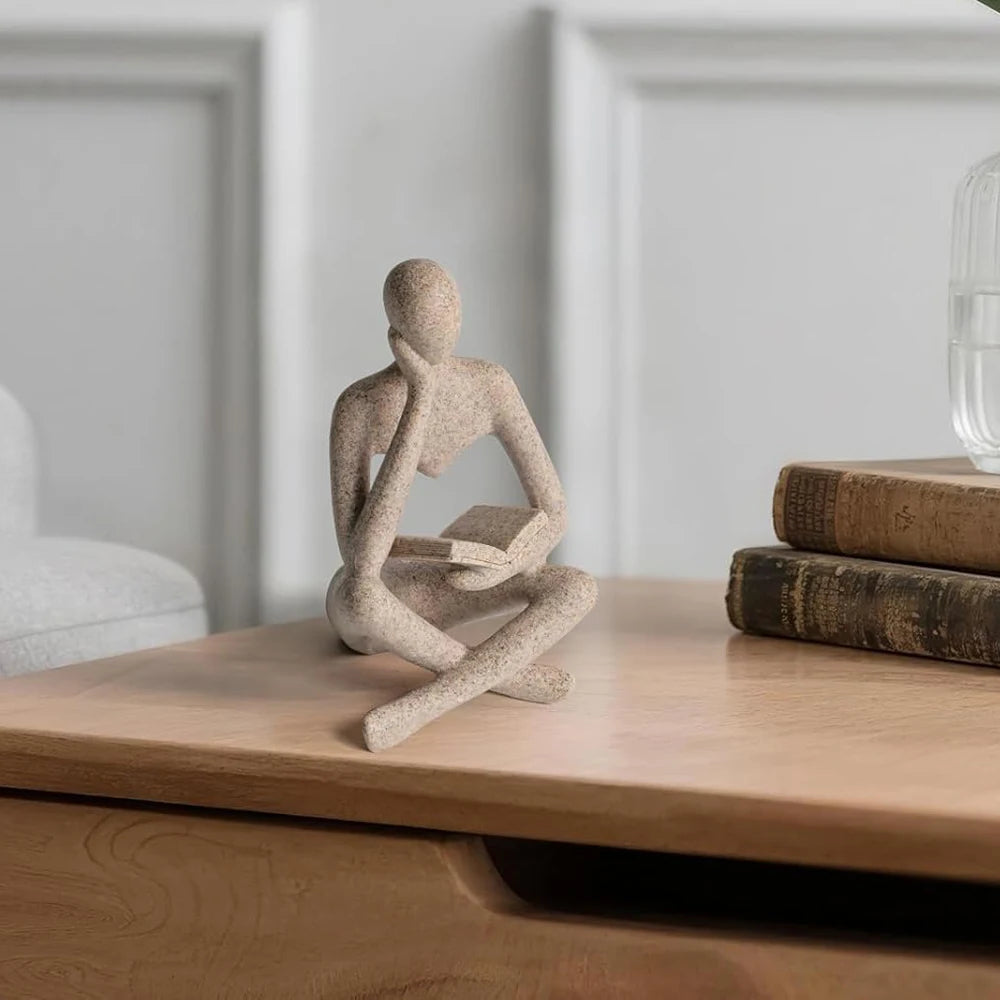 Modern Resin Abstract Thinker Sculpture Figurine for Bookshelf Decor