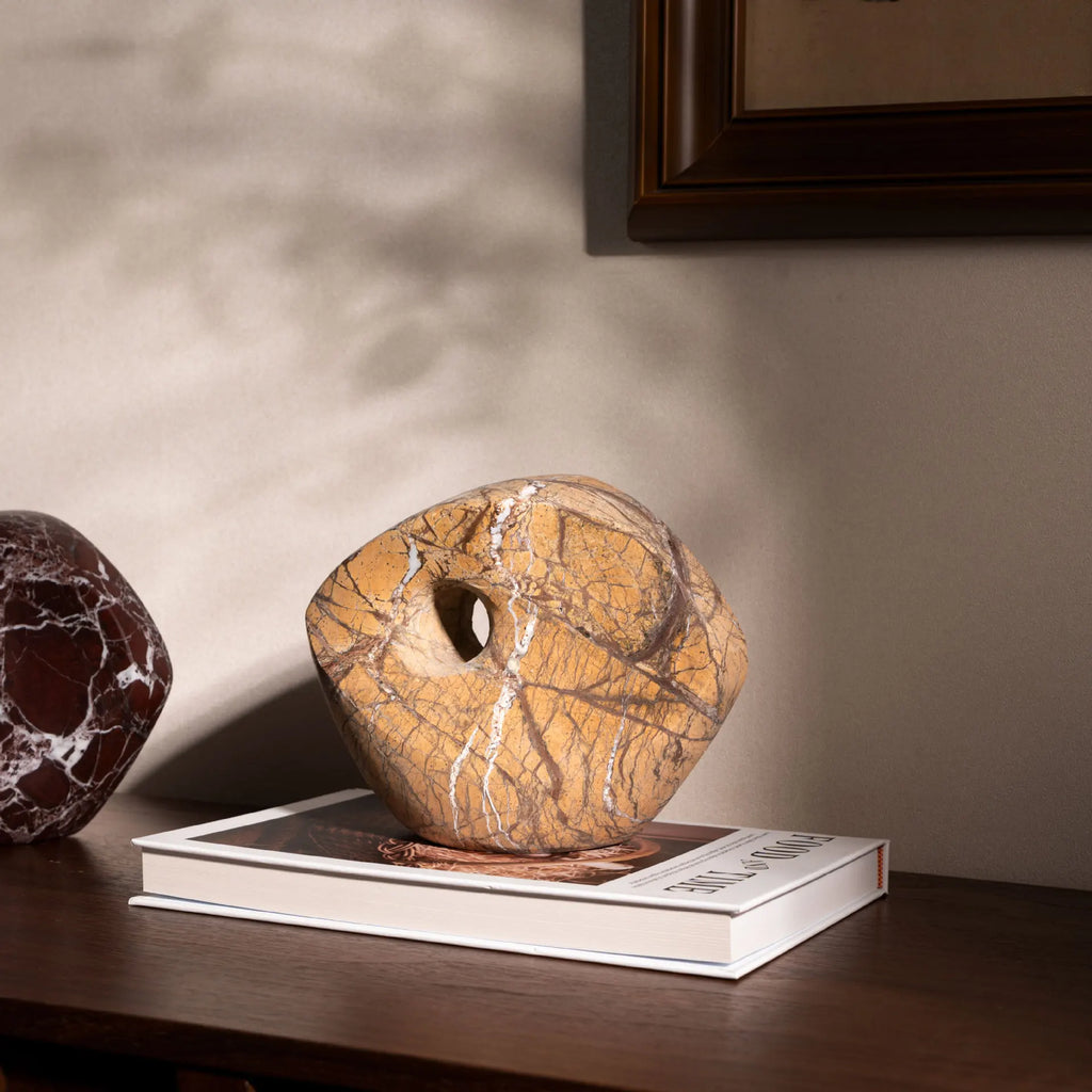 Modern Luxury Marble Hollow Eye Sculpture Tabletop Ornament for Home Decor