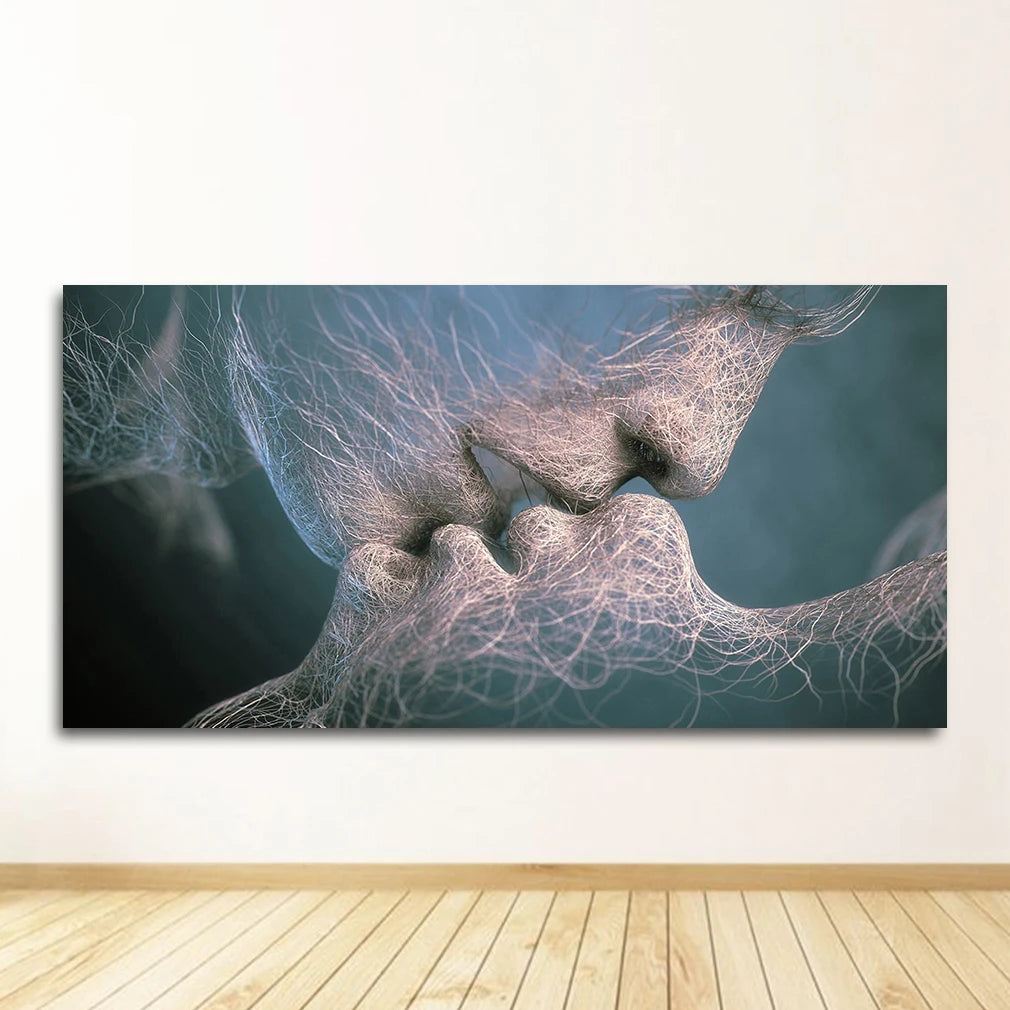Modern Abstract Kiss Canvas Wall Art Print for Living Room