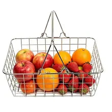 Modern Metal Handheld Shopping Storage Basket Tabletop Ornament for Home Decor