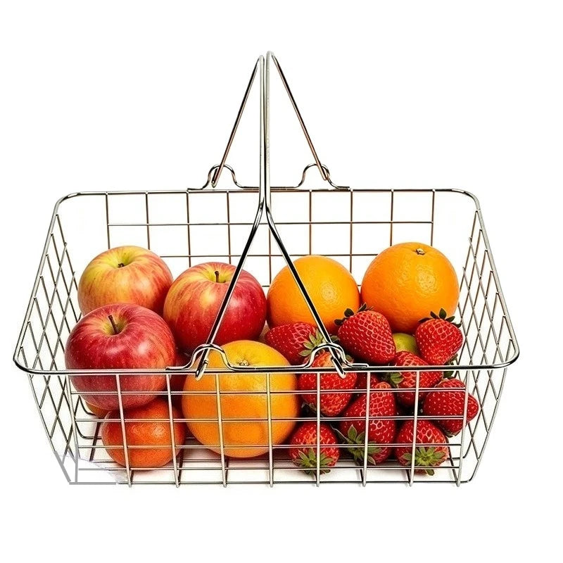 Modern Metal Handheld Shopping Storage Basket Tabletop Ornament for Home Decor