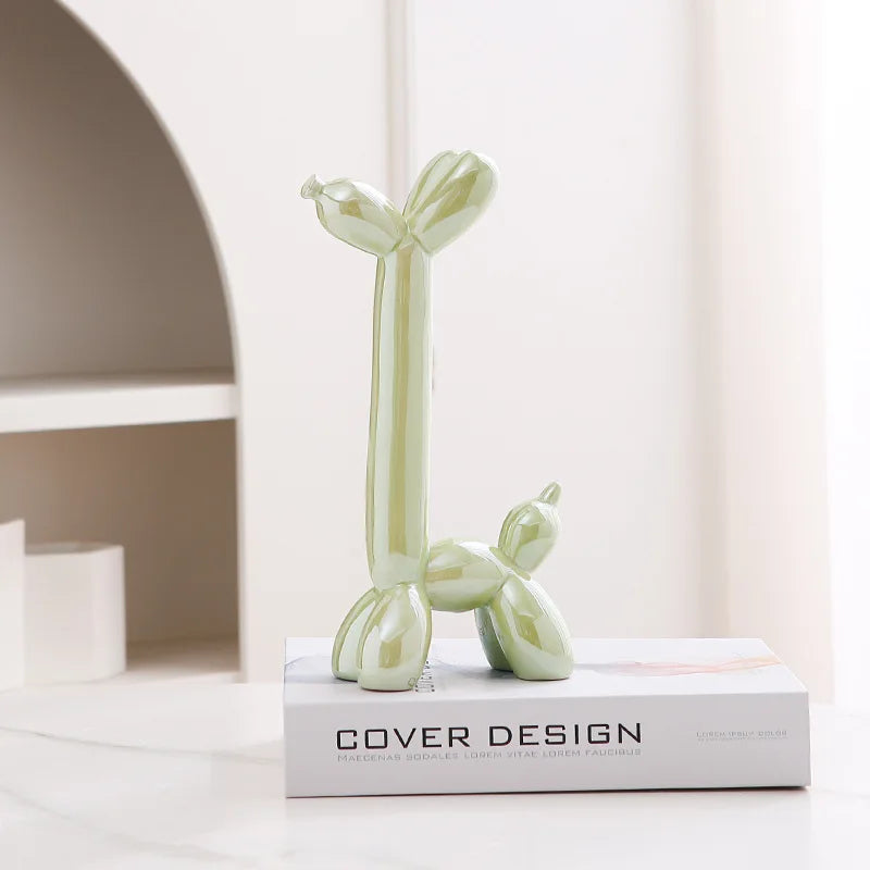 Modern Luxury Ceramic Balloon Dog Sculpture Tabletop Ornament for Home Decor
