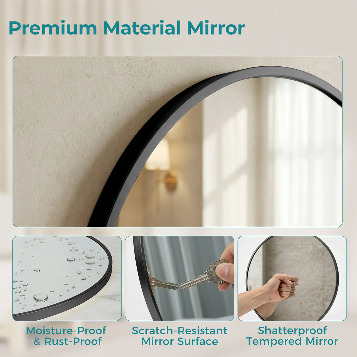 Modern Round Wall Hanging Mirror for Home Decor