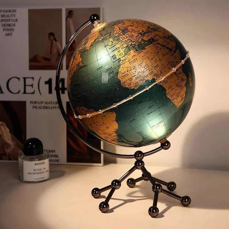 Modern Luxury Metal Globe Sailboat Statue Figurine for Tabletop Decor