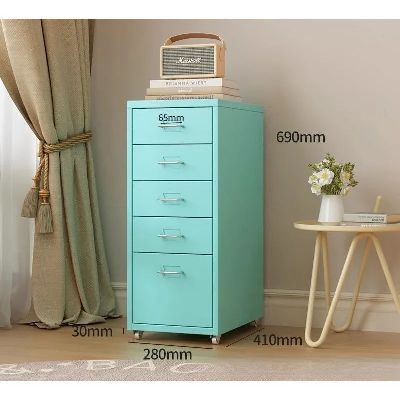 Narrow Metal Drawer Storage Cabinet Bedside Table with Silent Slides