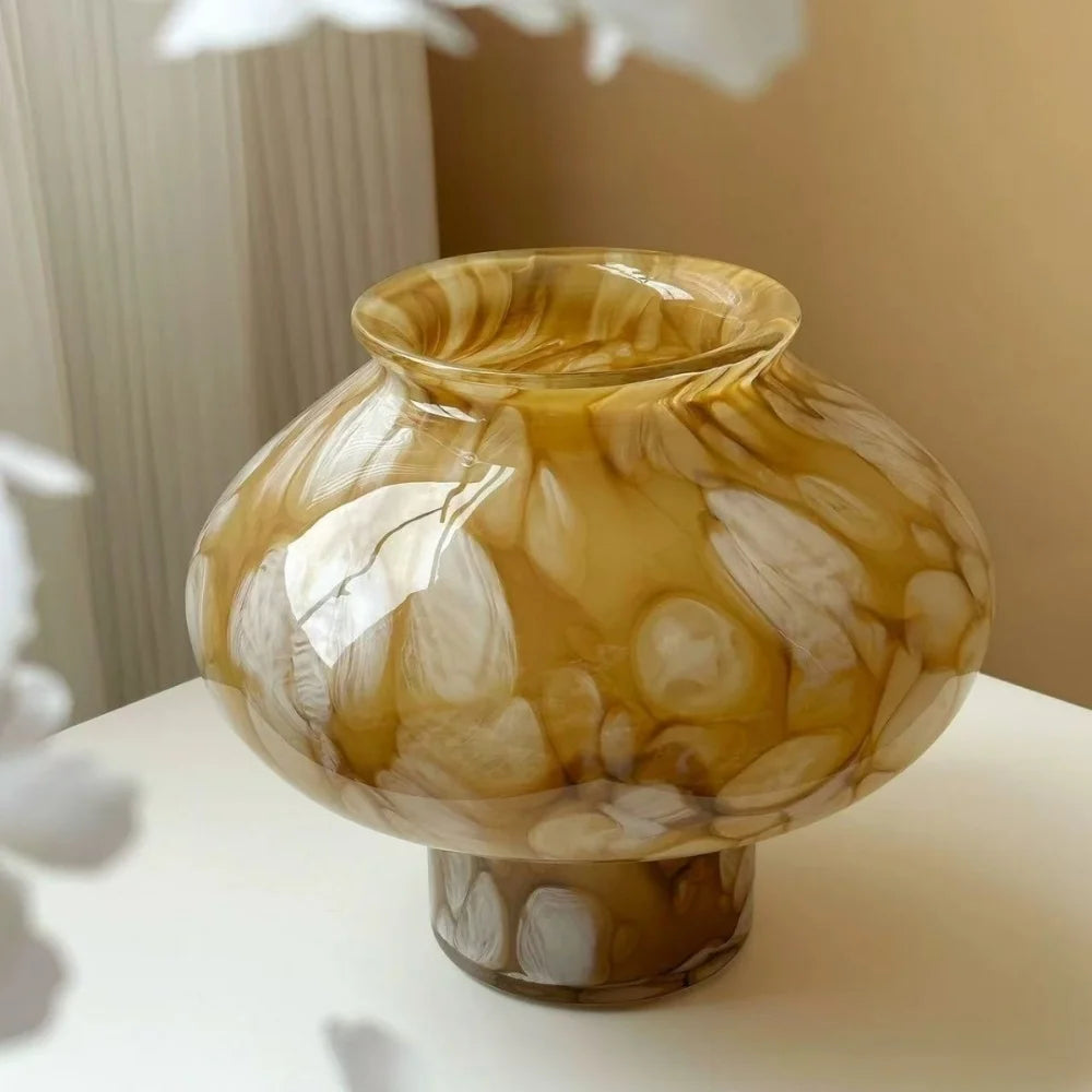 Modern Luxury Glazed Glass Flower Vase Ornament for Home Decor