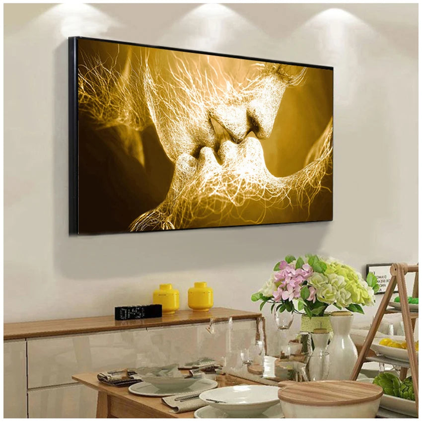 Modern Abstract Kiss Canvas Wall Art Print for Living Room