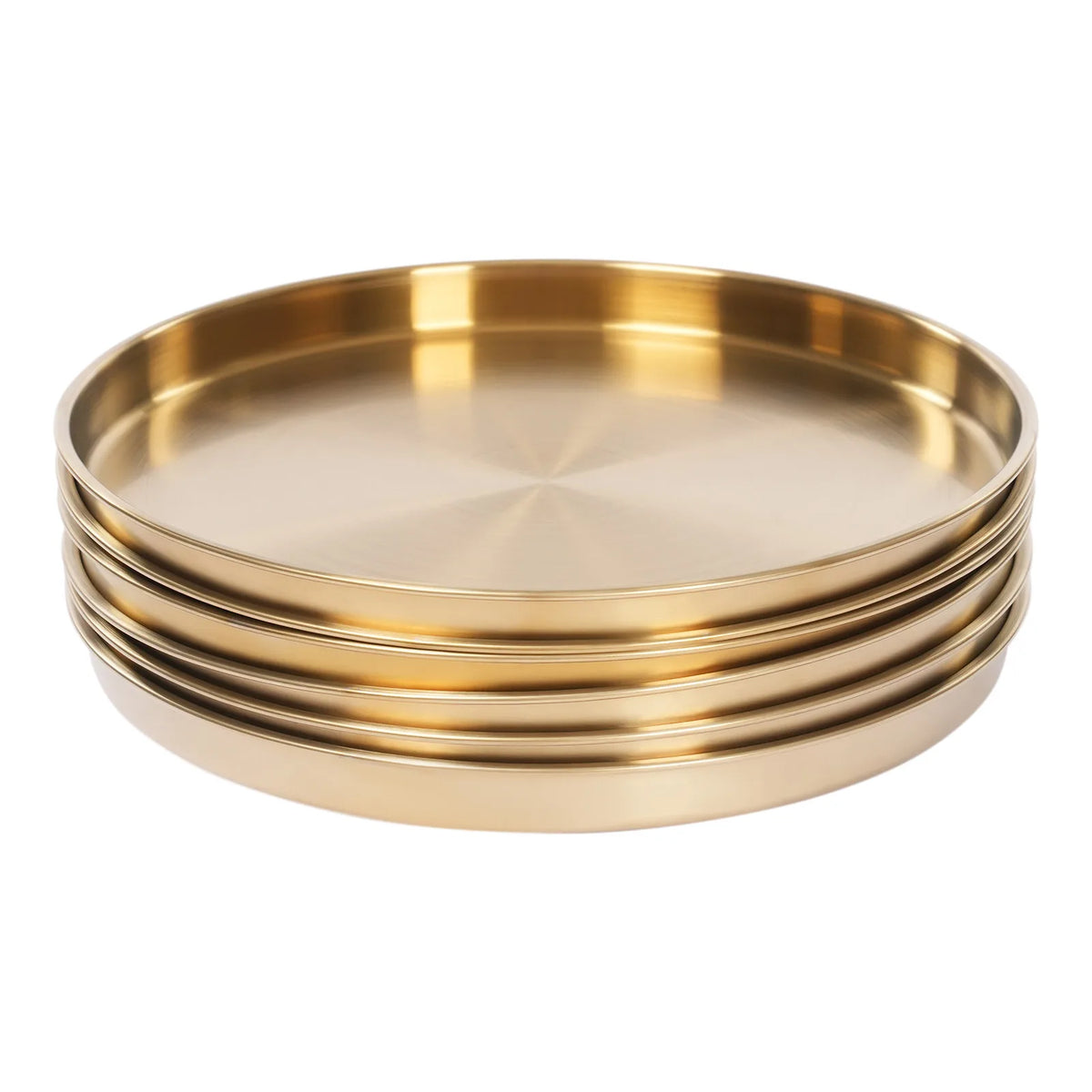 Modern Gold Stainless Steel Round Serving Tray Set for Tabletop Decor