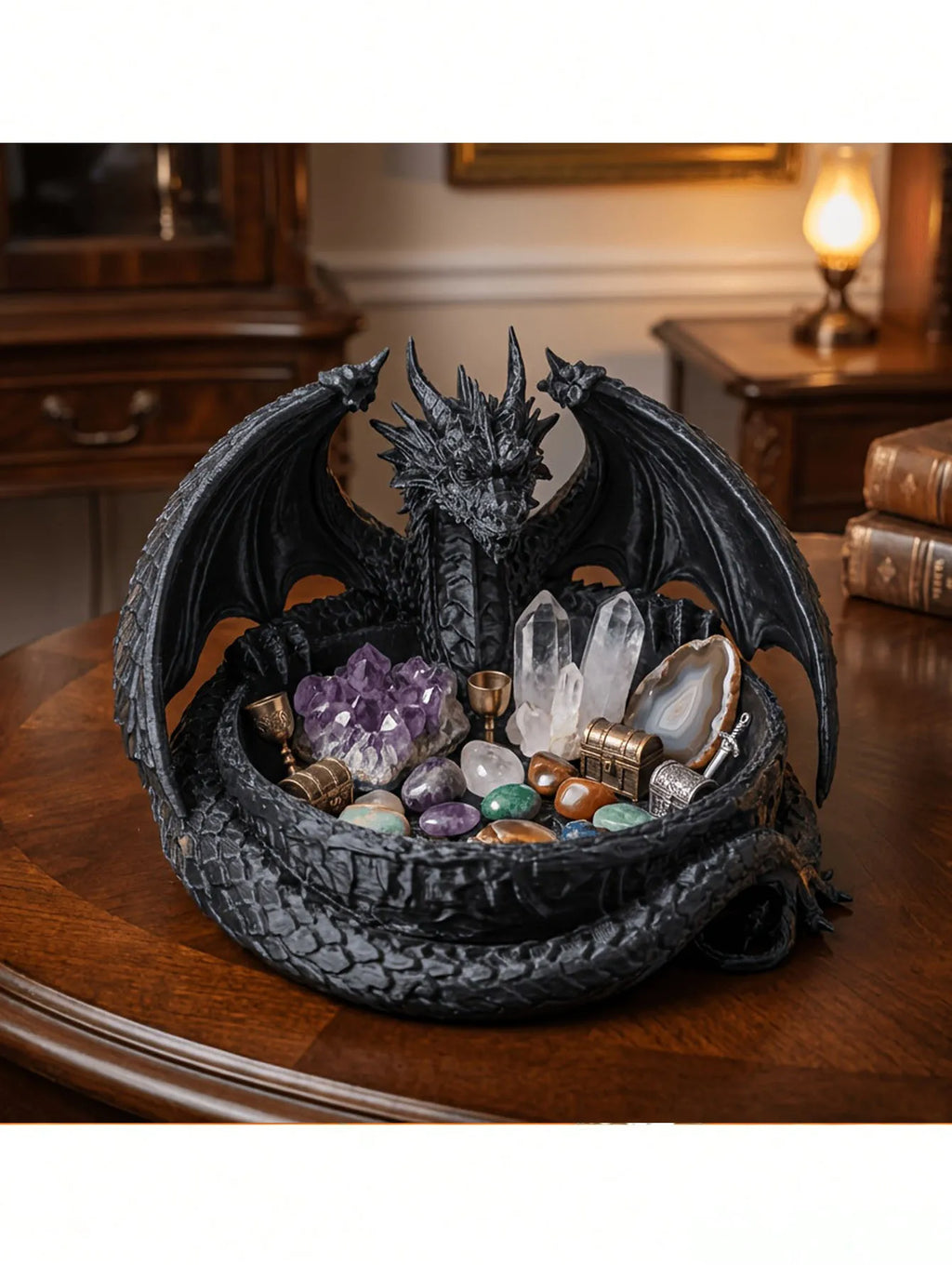 Gothic Fantasy Dragon Plastic Jewelry Tray Tabletop Ornament for Home Decor
