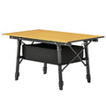 Height Adjustable Folding Camping Table with Storage Basket Portable Aluminum Outdoor Table 90 cm x 55 cm