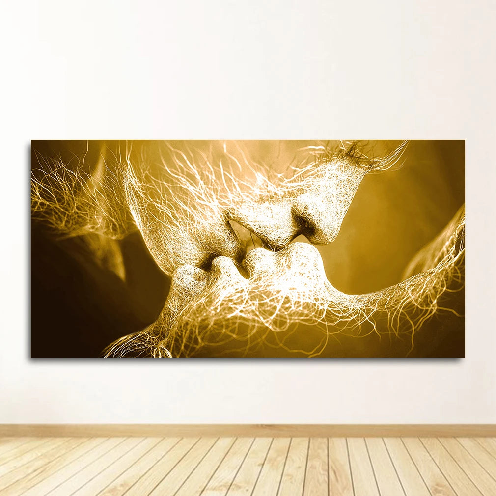 Modern Abstract Kiss Canvas Wall Art Print for Living Room