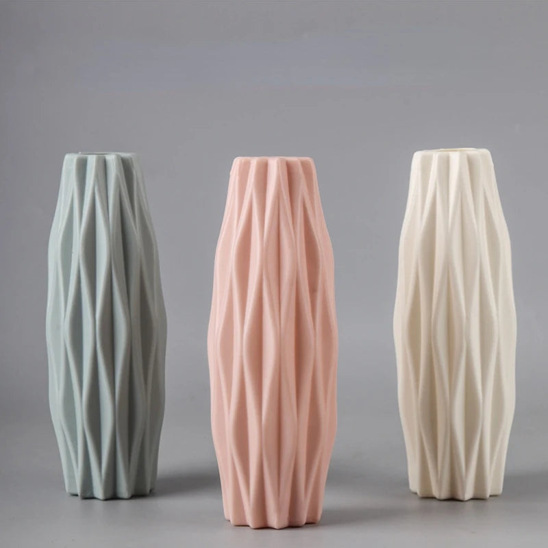 Modern Geometric Plastic Flower Vase for Tabletop Decor