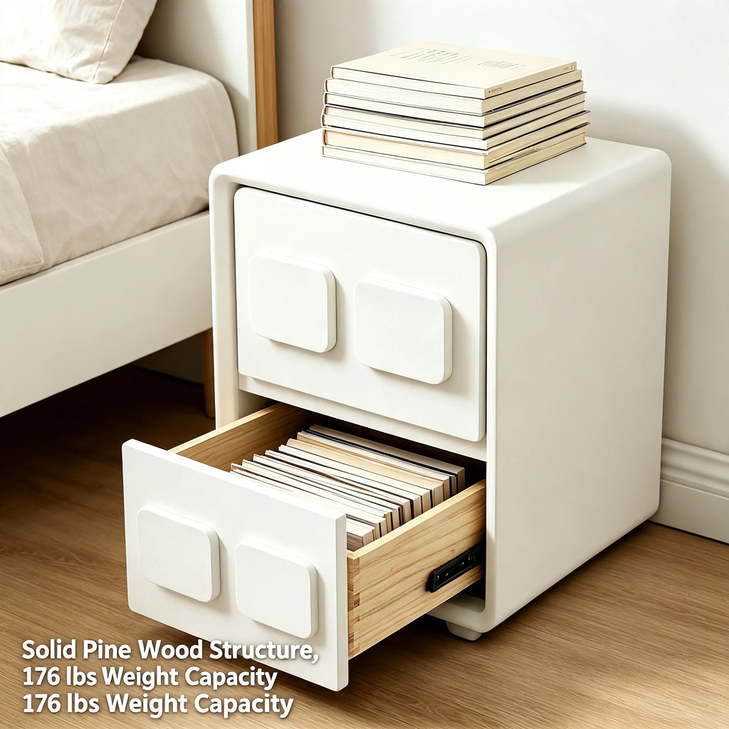 Modern 2-Drawer Nightstand Minimalist Bedside End Table White
