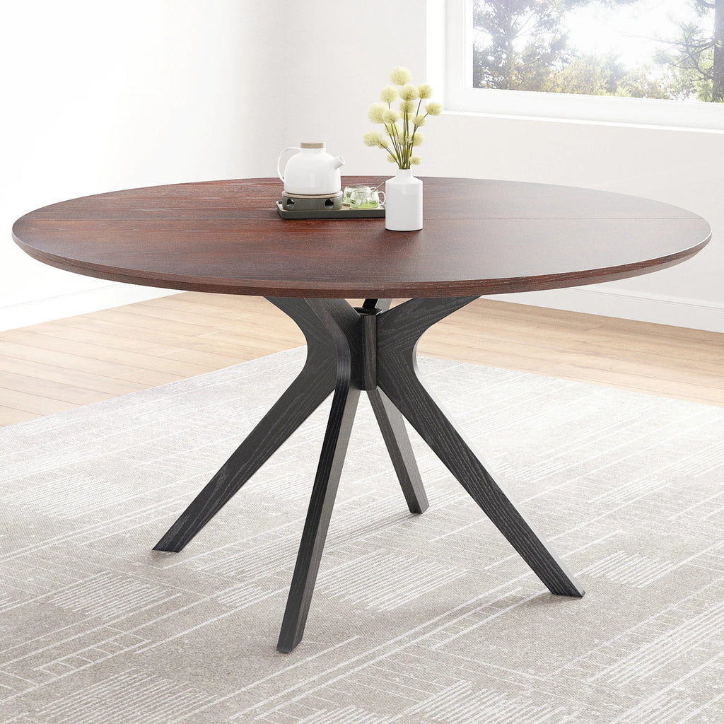 120cm Modern Round Wood Dining Table for 4 Kitchen Desk DT002