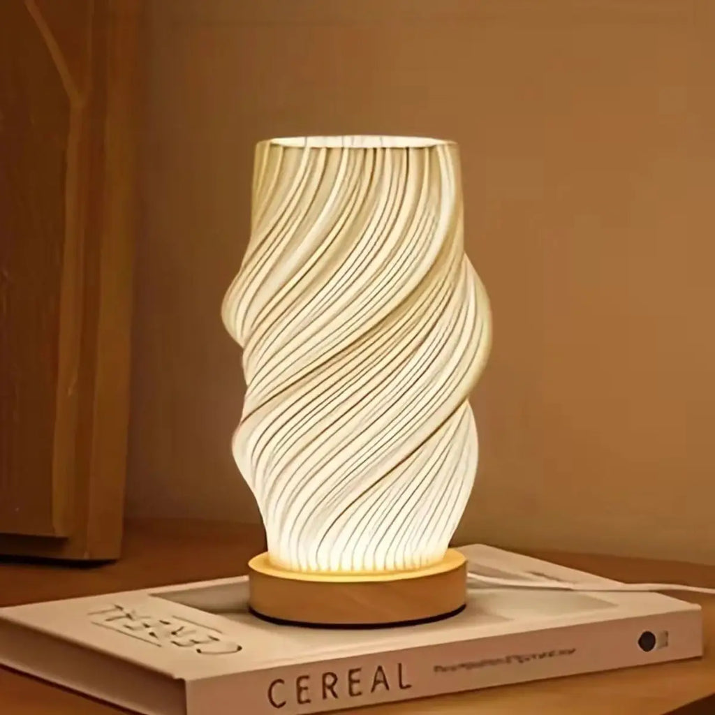 3D Printed Solid Wood Night Light Elegant Desk Lamp