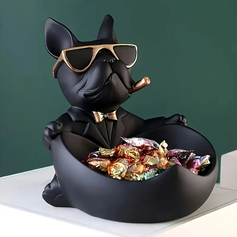 Creative Cool Dog Resin Statue Storage Box for Tabletop Decor