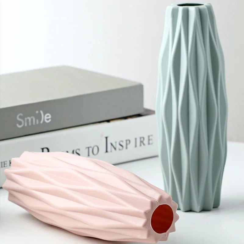 Modern Plastic Flower Vase Pot Tabletop Ornament for Home Decor