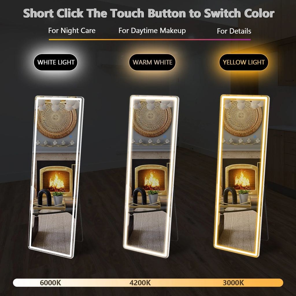 Modern LED Full Length Standing Mirror for Home Decor