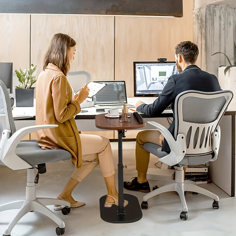 Portable L-Shape Folding Computer Desk with Metal Frame Side Table Workstation