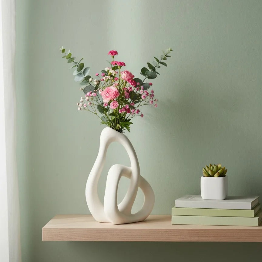 Modern Abstract Nordic Ceramic Flower Vase for Tabletop Decor