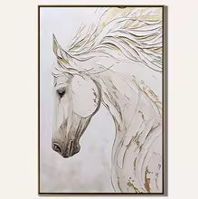 Minimalist White Horse Canvas Painting Poster for Home Decor
