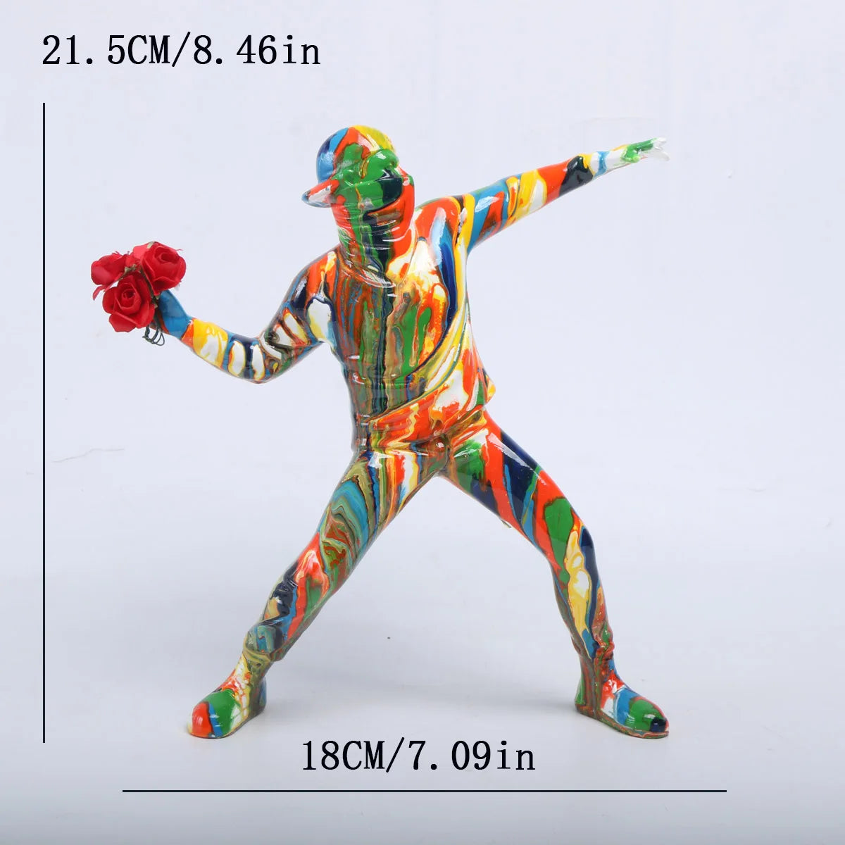 Modern Resin Flower Thrower Statue Figurine for Tabletop Decor
