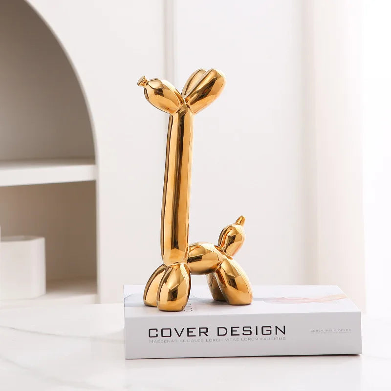 Modern Luxury Ceramic Balloon Dog Sculpture Tabletop Ornament for Home Decor