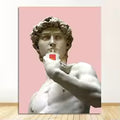 Modern Vaporwave David Statue Canvas Wall Art Print for Living Room