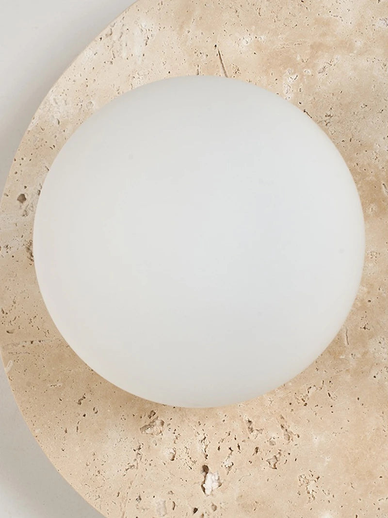 Modern Yellow Travertine and Glass LED Wall Lamp