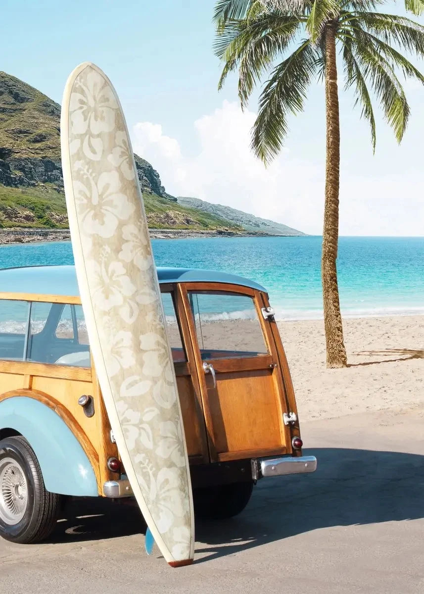 Nordic Summer Beach Surfing Canvas Painting Poster for Home Decor